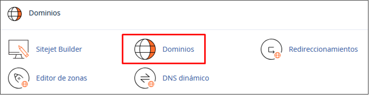 Dar clic en dominios