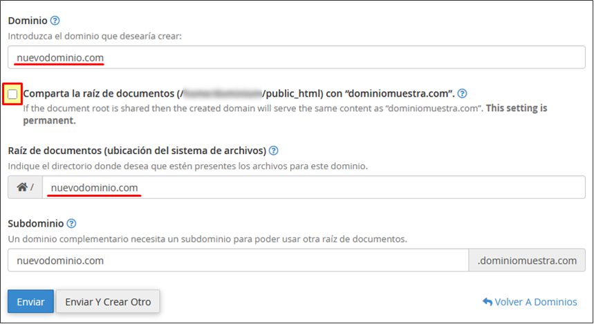 Deshabilitar Comparta la raíz de documentos