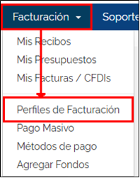Facturación > Perfiles de Facturación